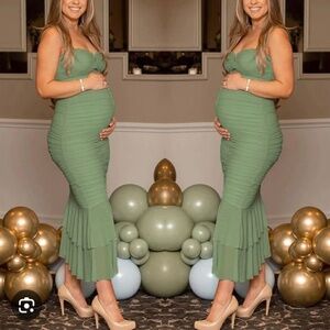 Ruched Mermaid Maternity Maxi Dress